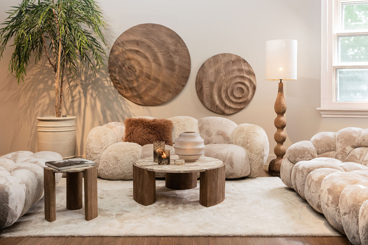 Coffee Table Kayo Natural Petrified Wood 3 Legs Low PTMD