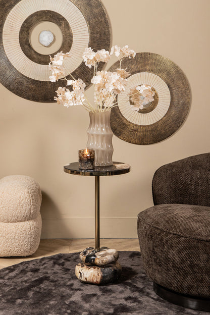 Wane Natural Petrified Wood Double Base Sidetable PTMD