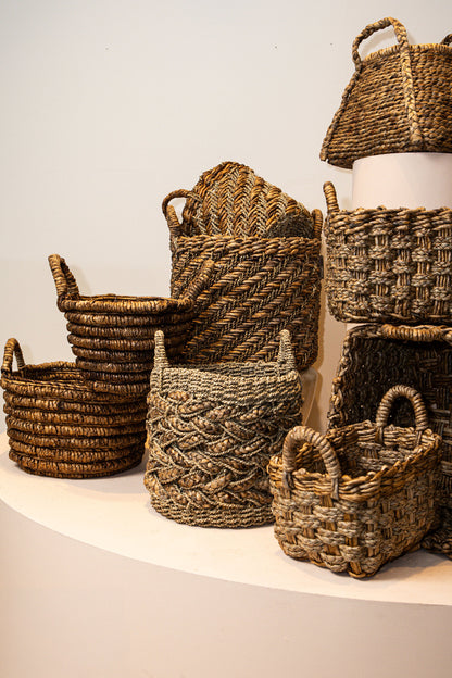 Izely Natural Seagrass Basket Set Of 3 Round PTMD