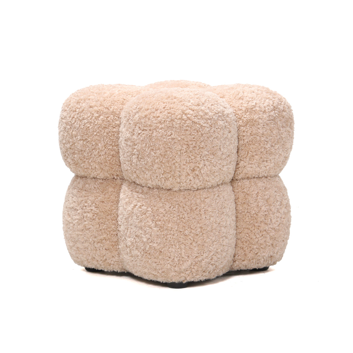 Teddy Beige Fabric Square Pouf PTMD