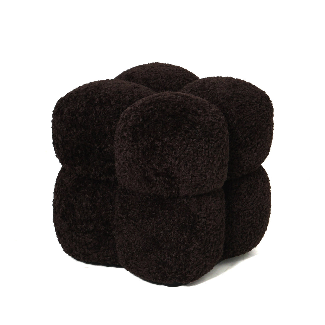 Teddy Dark Brown Fabric Square Pouf PTMD