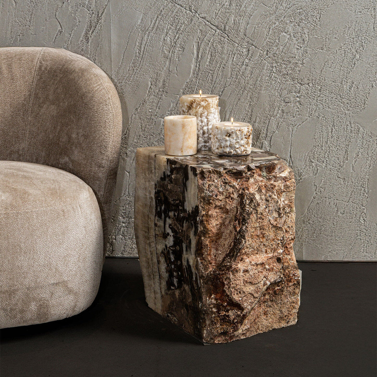 Keydan Natural Onyx Lapis Block Table with rough side PTMD
