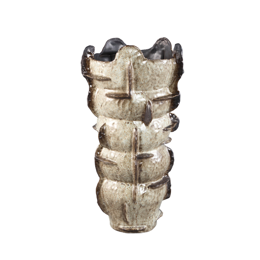 Cosha Bulbous Ceramic Vase Beige Lines PTMD
