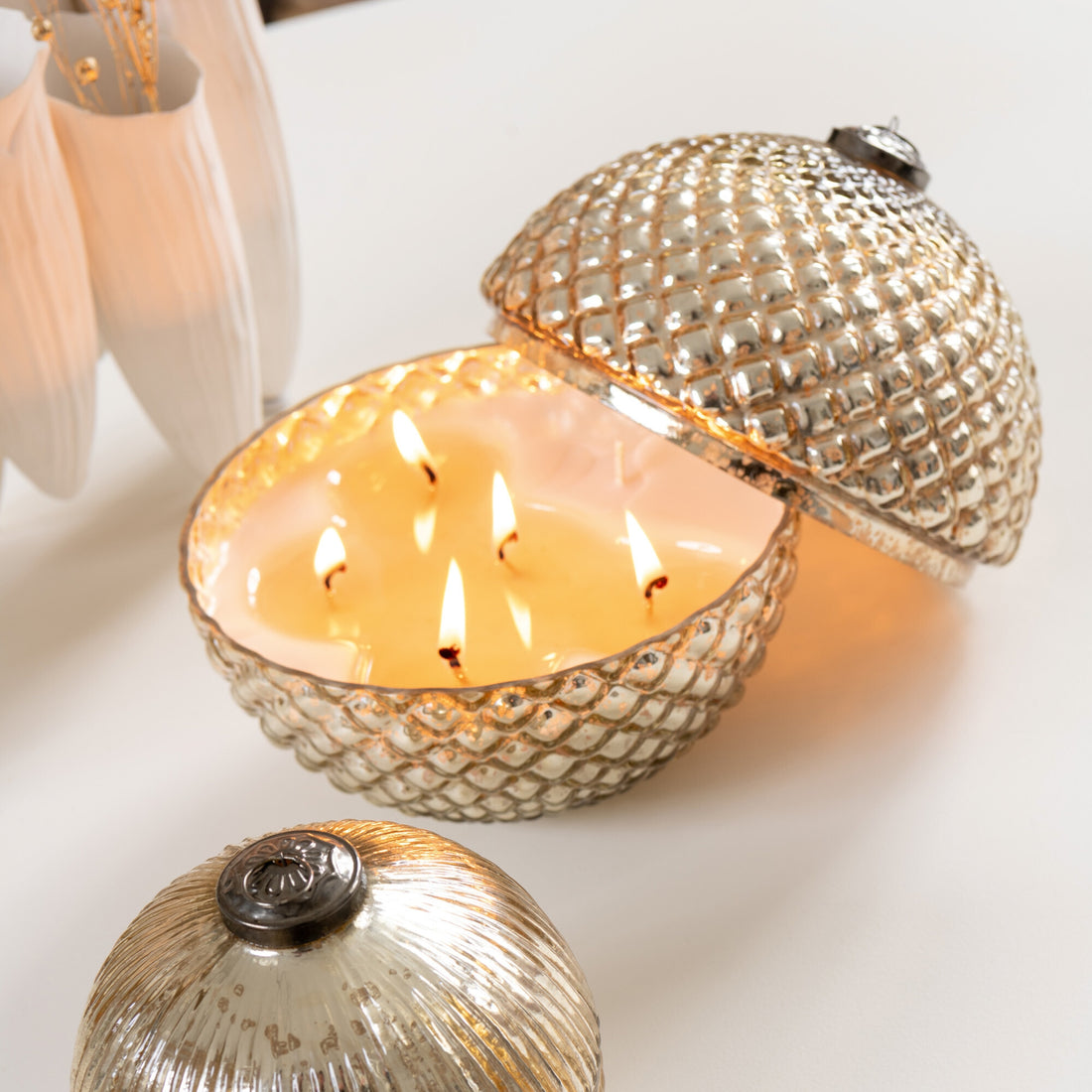 Scented Candle Christmas Bauble Glass Gold Large J-Line Set of 2