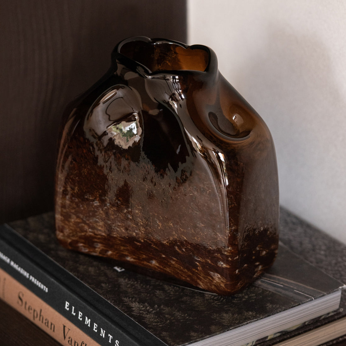 Dark Brown Glass Vase Rectangular Large J-Line