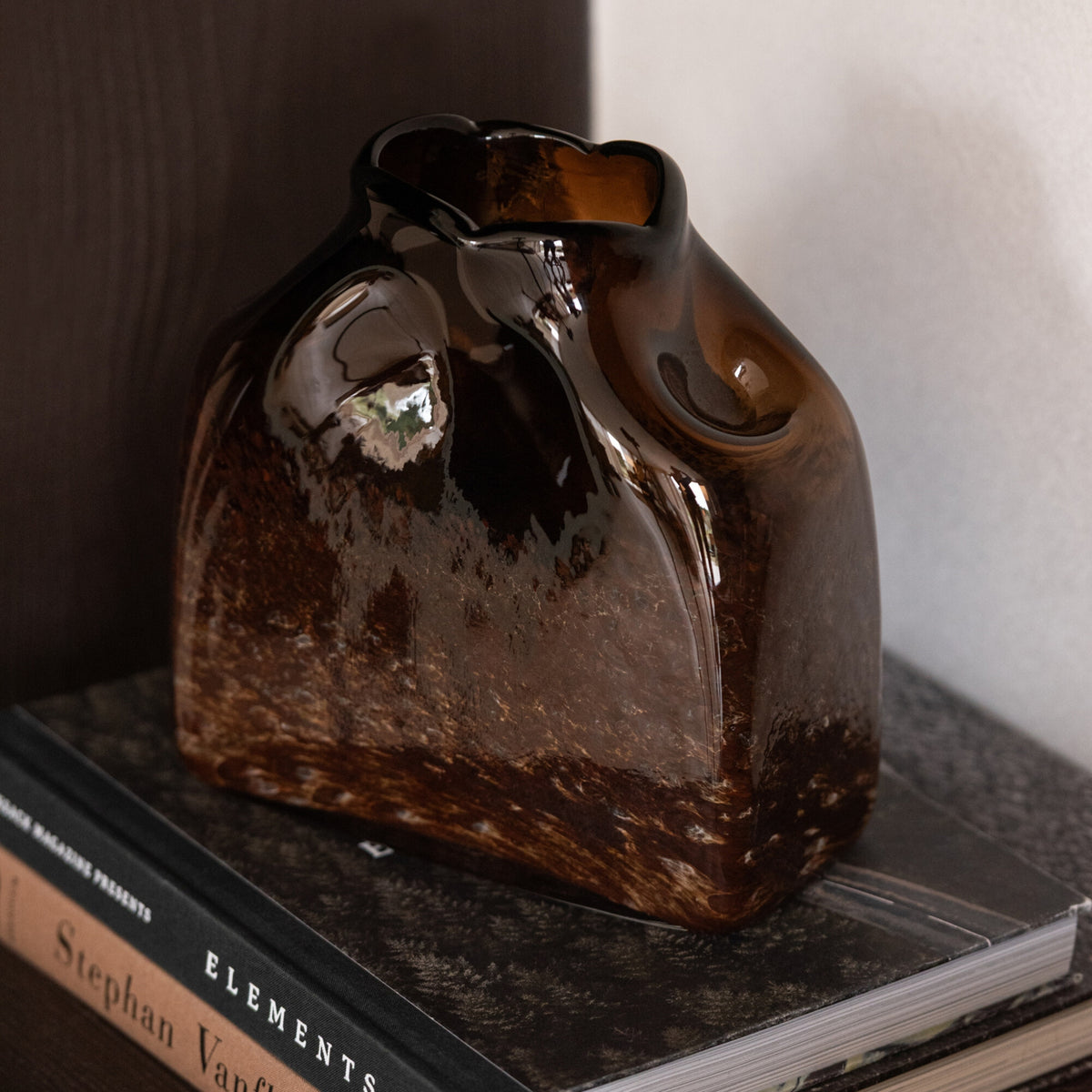 Dark Brown Glass Vase Rectangular Large J-Line