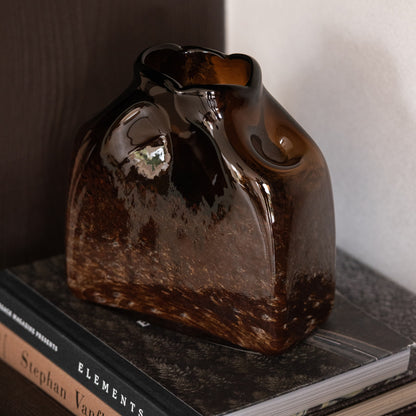 Dark Brown Glass Vase Rectangular Large J-Line