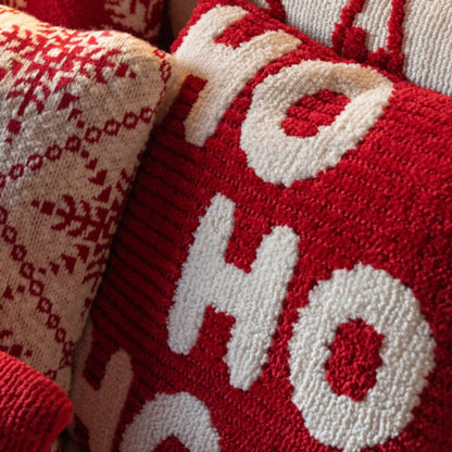 Christmas Set Plaid &amp; Christmas Cushions HoHoHo Red/White J-Line