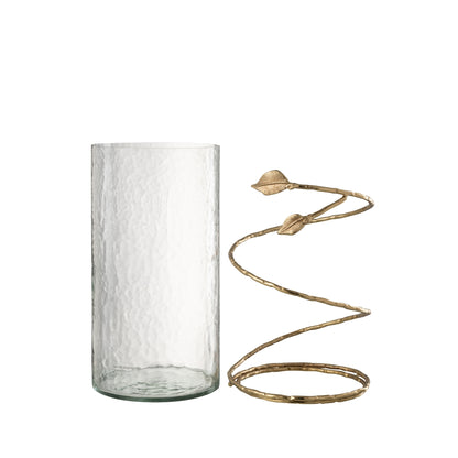 Glass Lanterns with Gold Leaves Set of 3 J-Line
