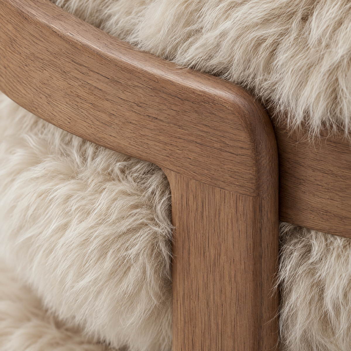 Avelon Dining Chair Genuine Sheepskin Beige Ash Wood PTMD