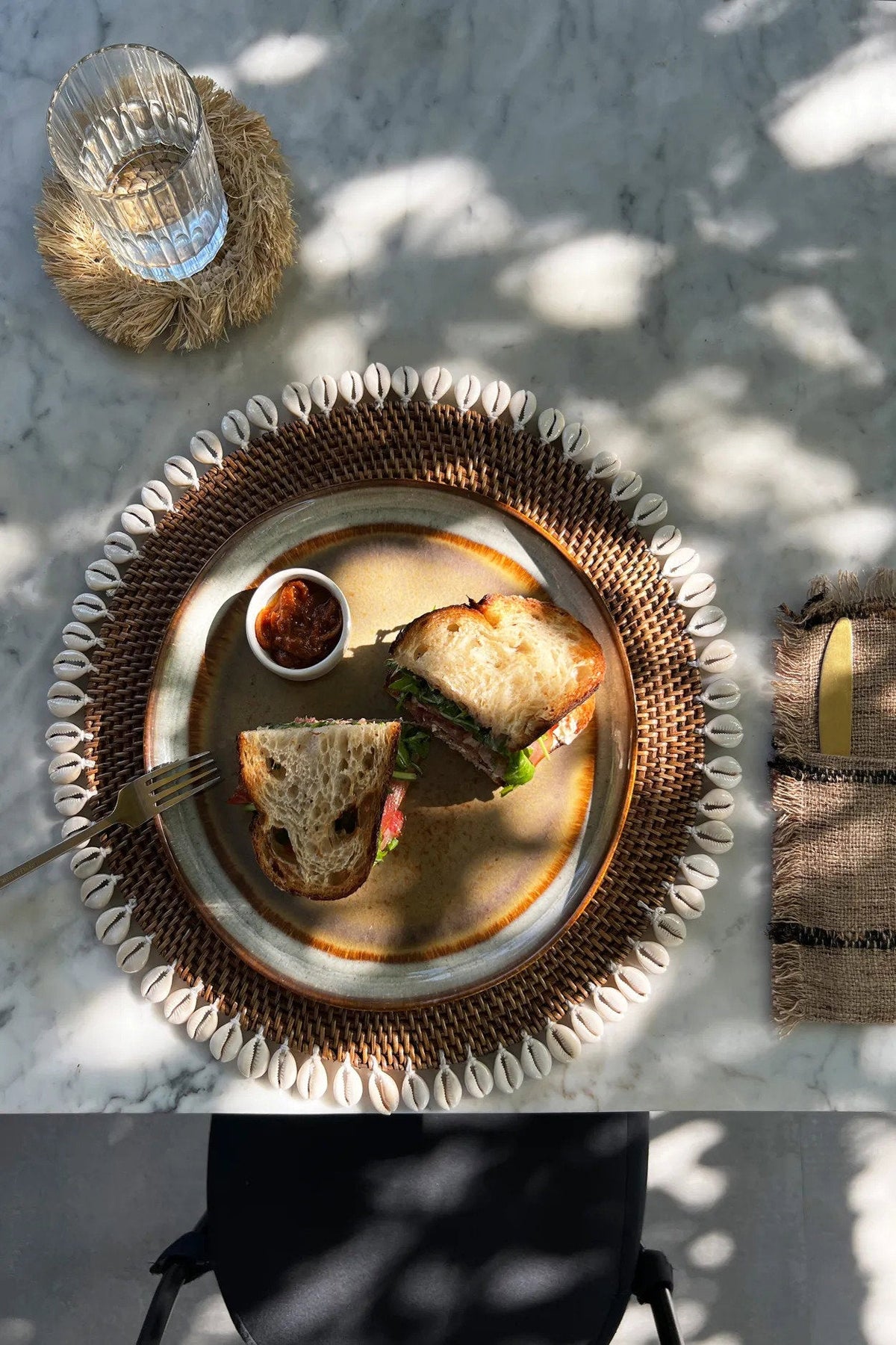 The Colonial Shell Placemat Natural Brown Bazar Bizarre