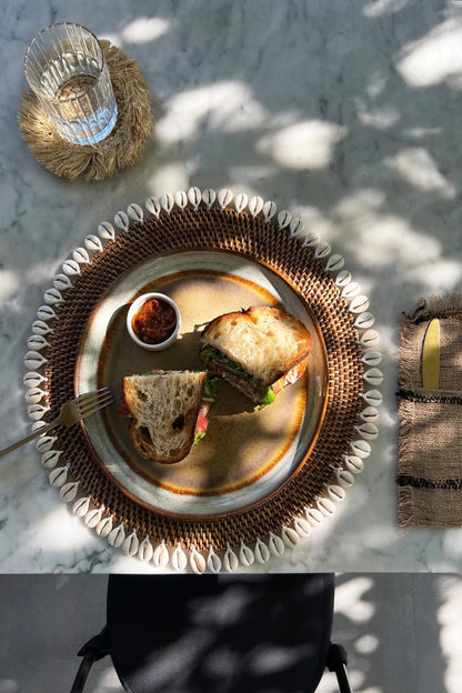 The Colonial Shell Placemat Natural Brown Bazar Bizarre