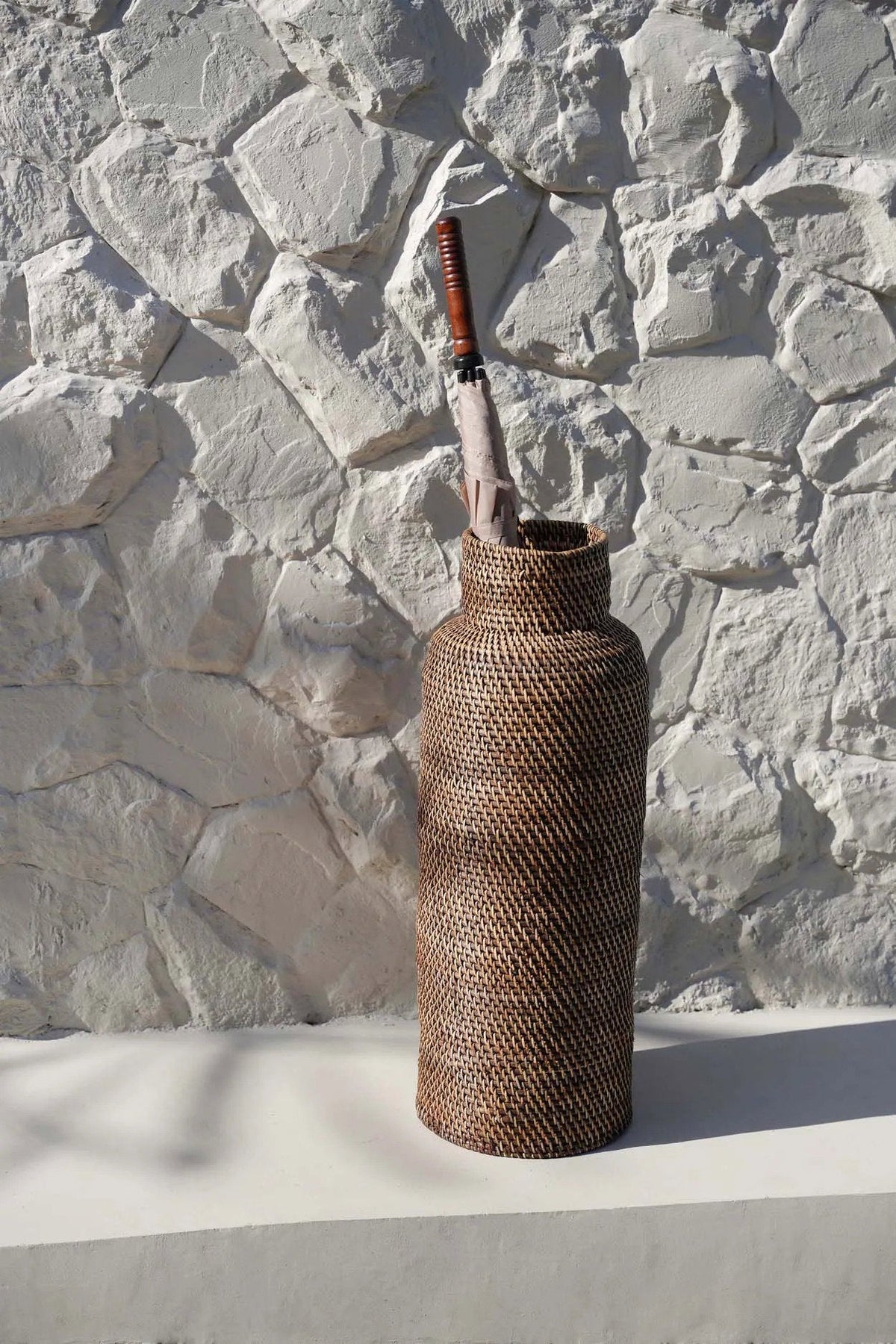 The Colonial Parasol Basket Natural Brown Bazaar Bizarre