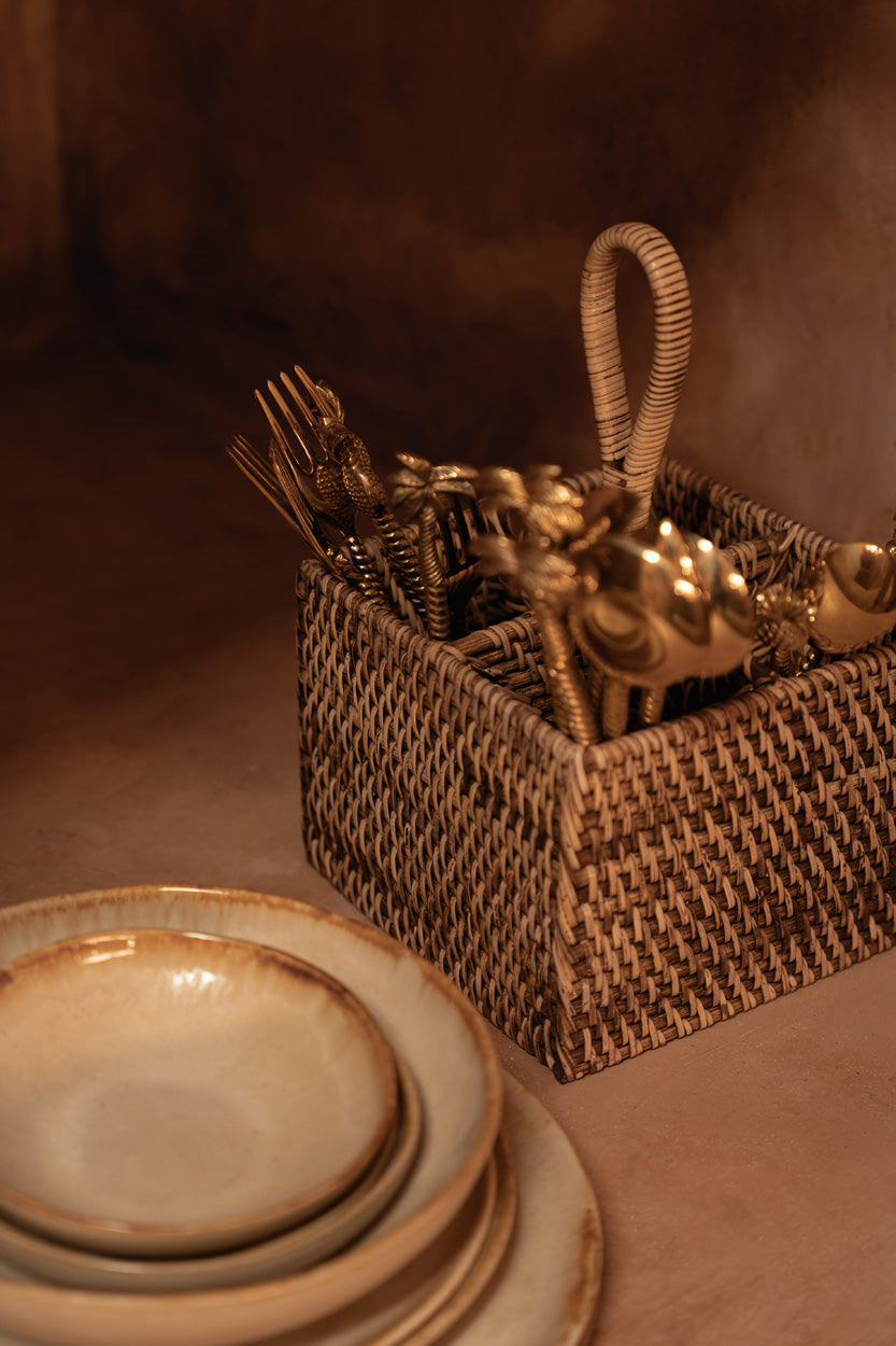The Rattan Cutlery Holder N°4 Natural Brown Bazar Bizar