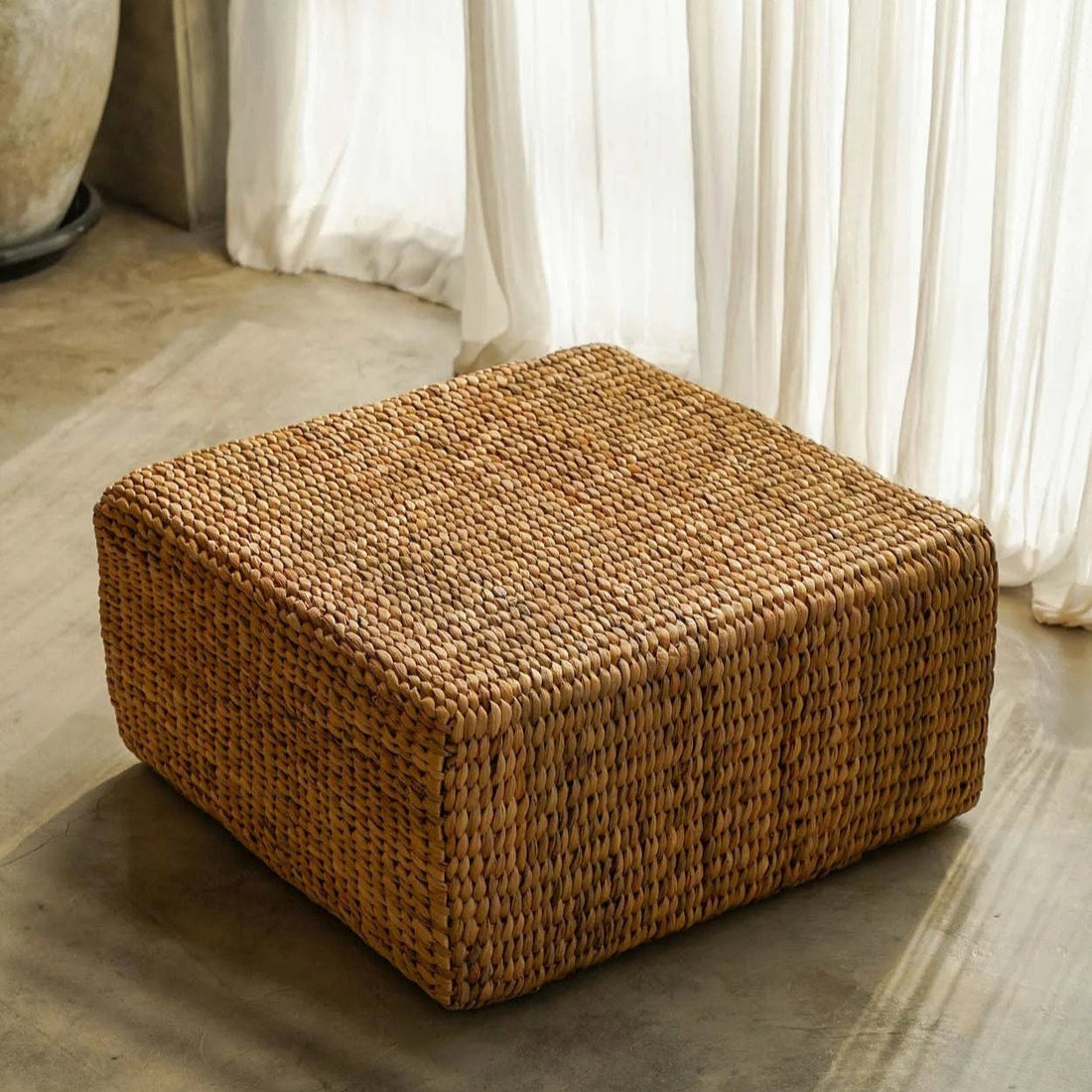 The Hyacinth Square Pouf - Natural - M Bazar Bizar