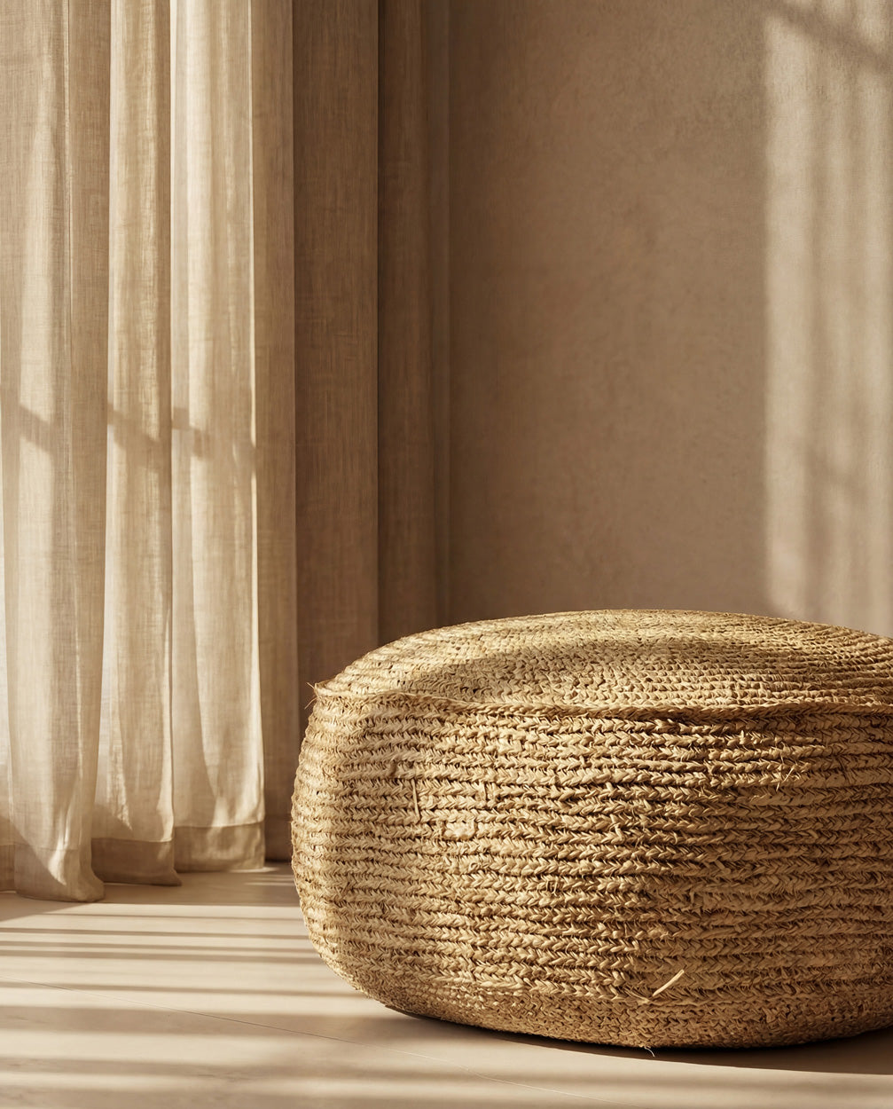 The Raffia Flores Pouf - Natural Bazar Bizarre