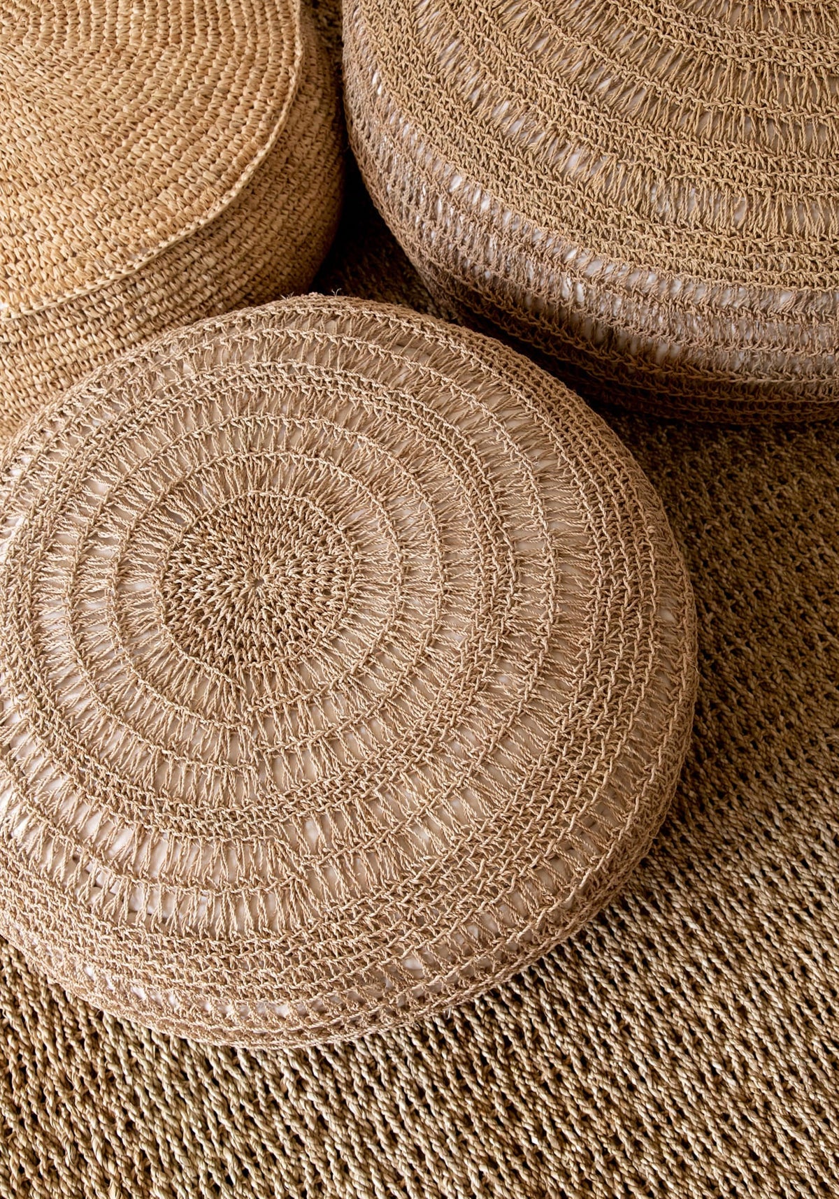 The Raffia Flores Pouf - Natural Bazar Bizarre