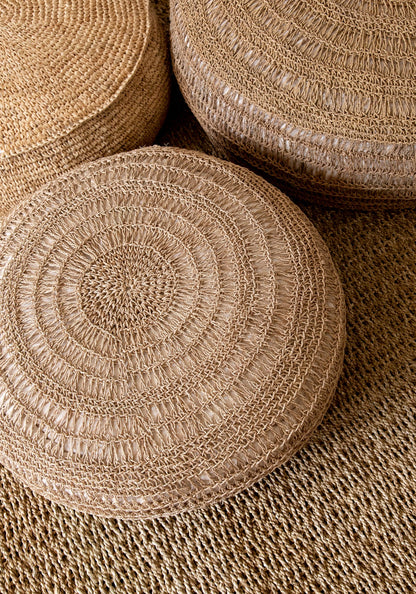 The Raffia Flores Pouf - Natural Bazar Bizarre