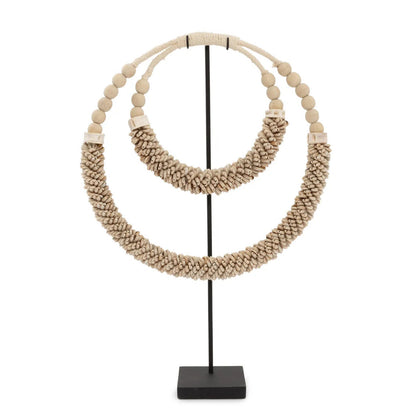Double Necklace With Shells On Stand - Natural