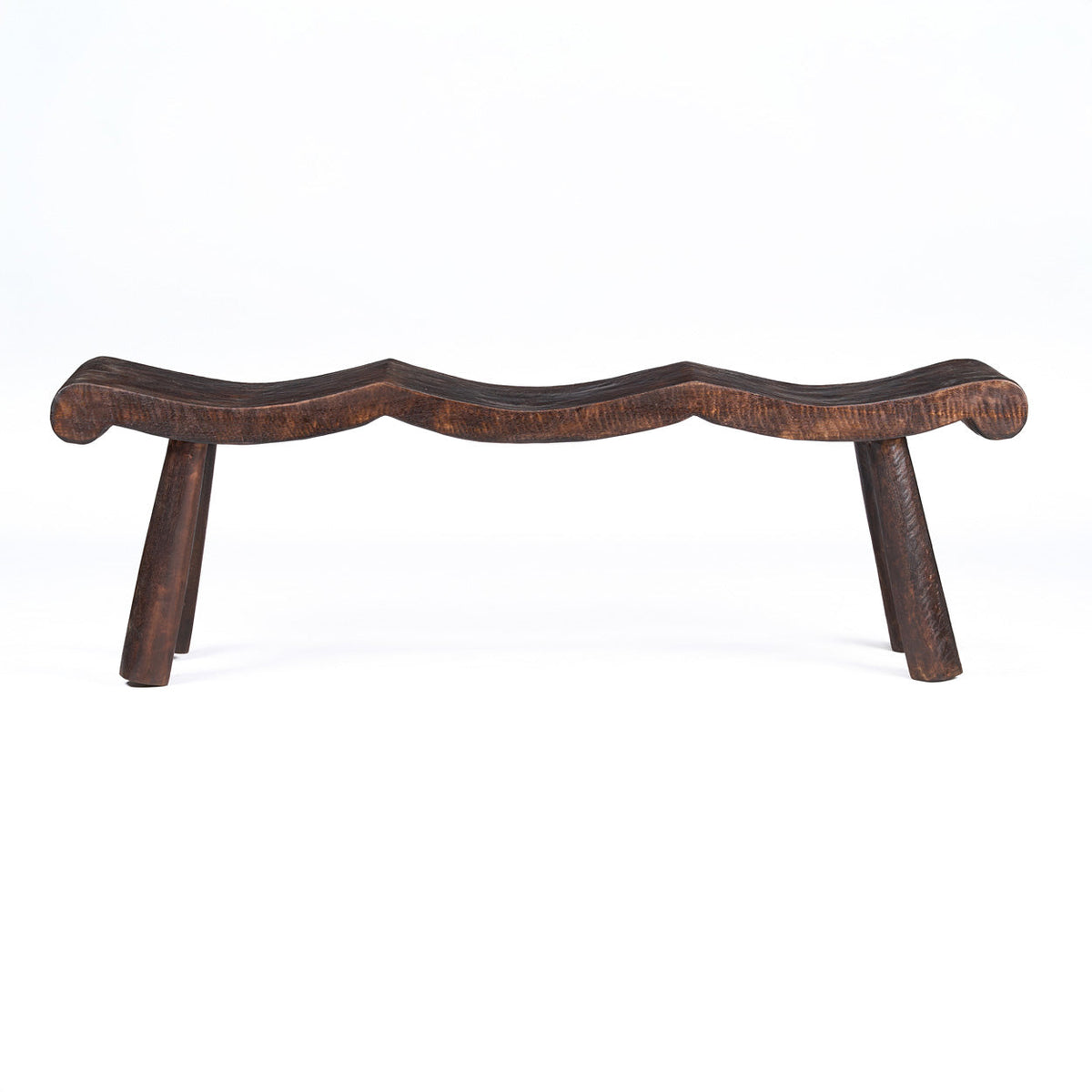 The Lombok Wave Bench Dark Walnut Medium Bazar Bizarre