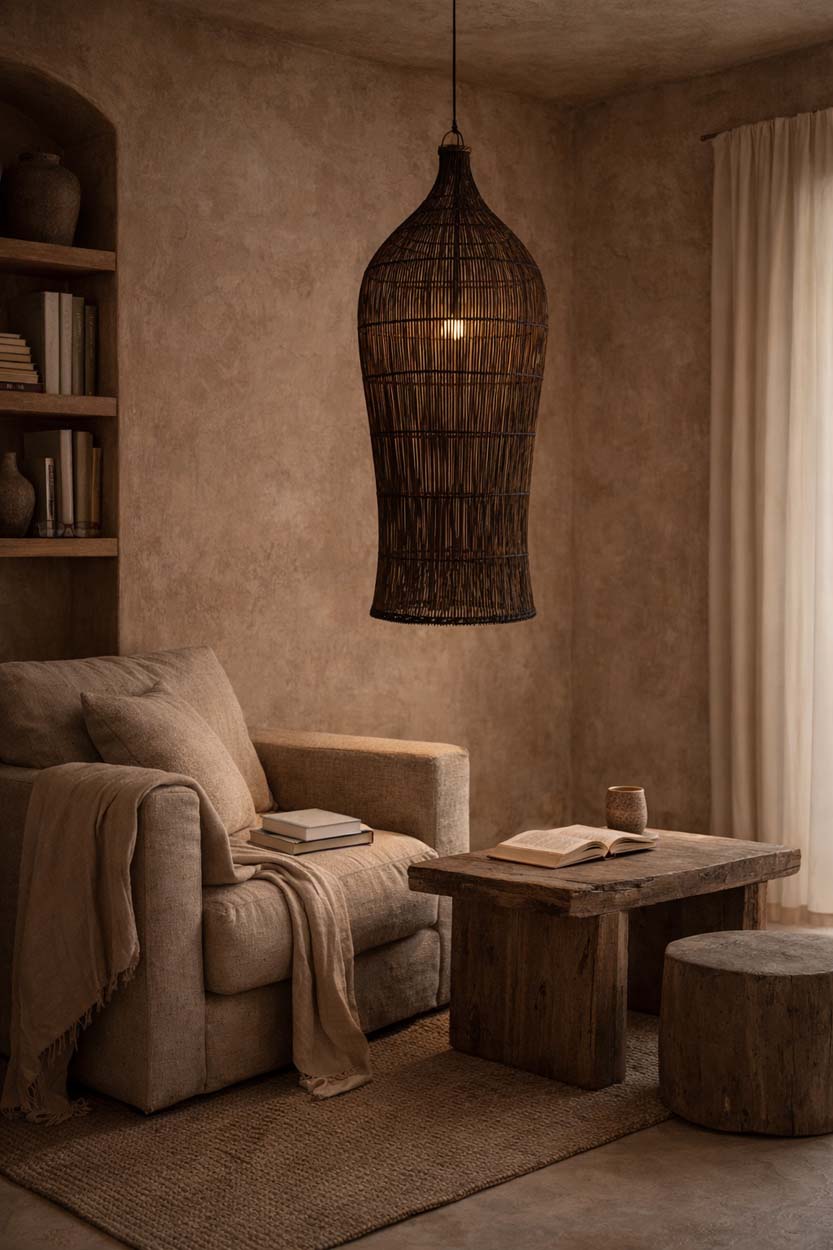 The Oasis Tower Pendant Light Dark Walnut XL Bazar Bizarre