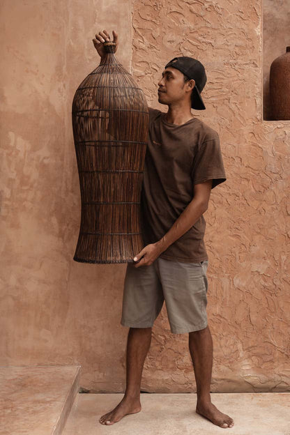 The Oasis Tower Pendant Light Dark Walnut XL Bazar Bizarre