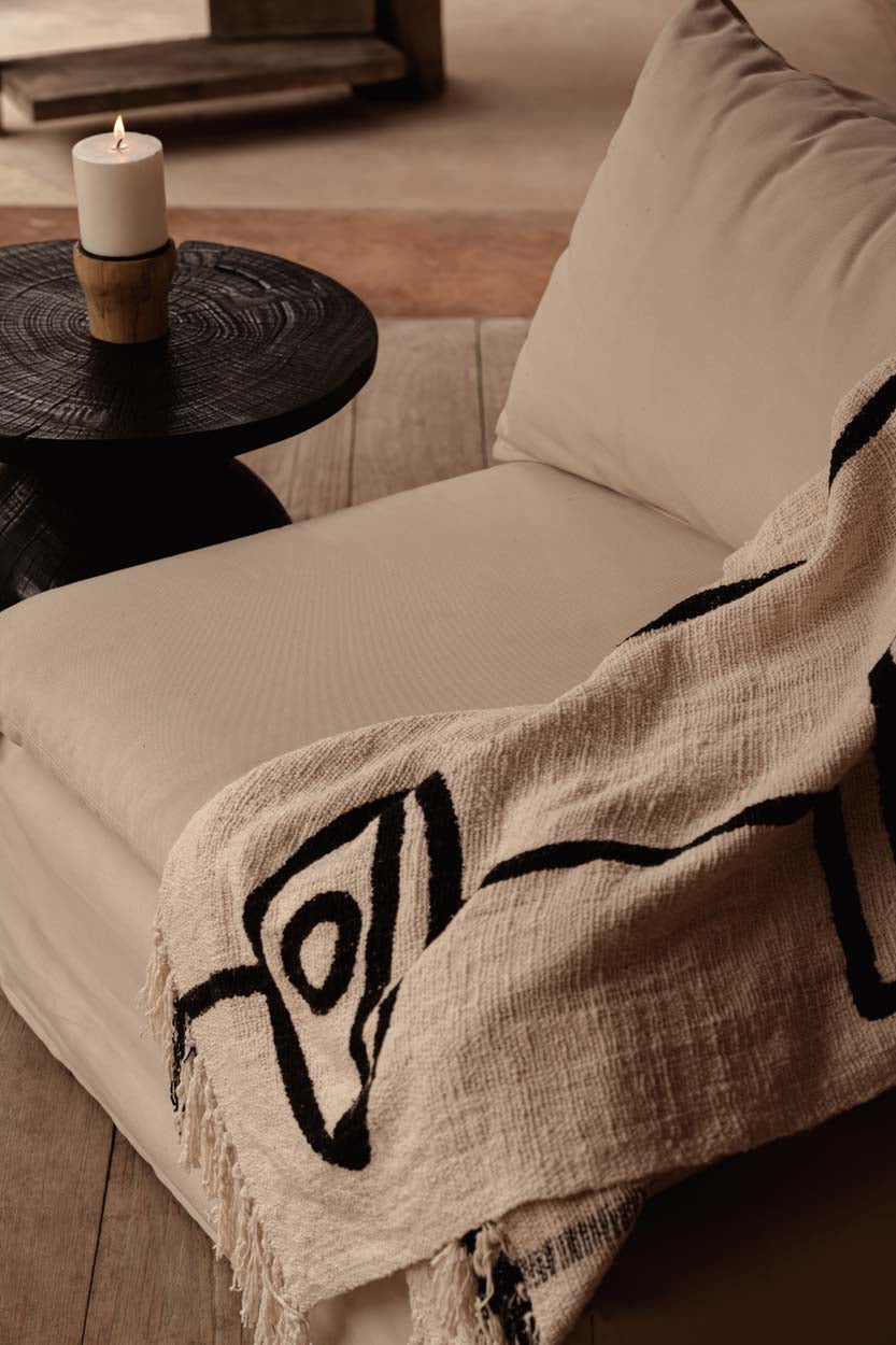 The Evil Eye Bedspread - Natural Black Bazar Bizarre