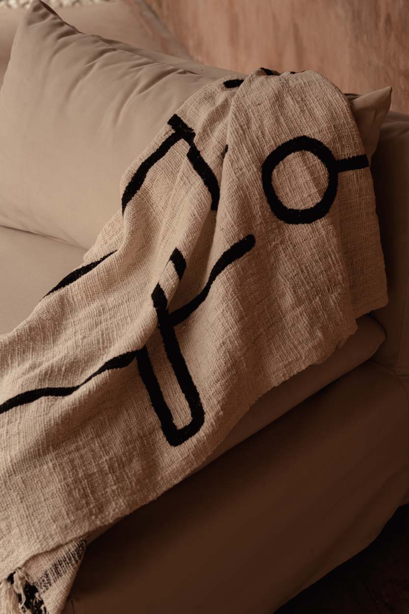 The Evil Eye Bedspread - Natural Black Bazar Bizarre