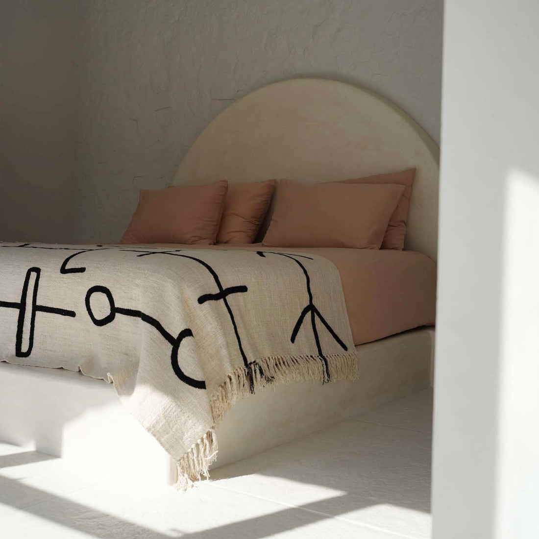 The Evil Eye Bedspread - Natural Black Bazar Bizarre