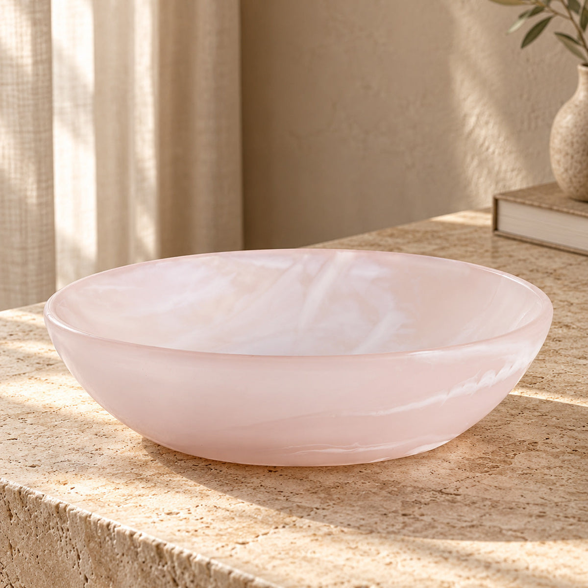 The Resin Organic Bowl Pink White Medium Bazar Bizar