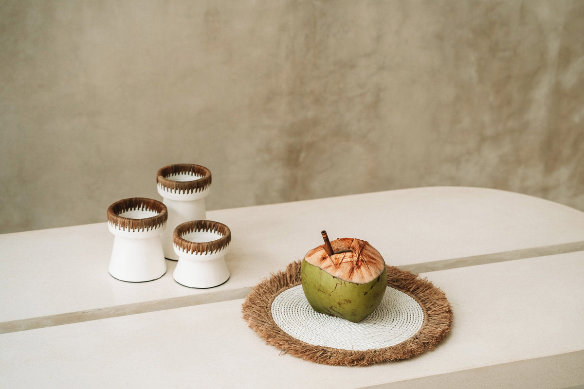 The Water Hyacinth Raffia Placemat White Natural Bazar Bizar