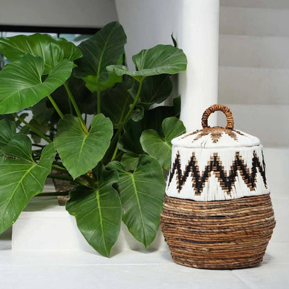 The Little Bay Beach Basket Natural White Medium Bazar Bizarre