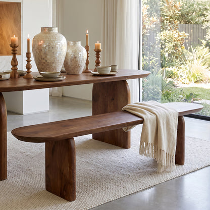Dining Room Bench Bullnose Brown Mango Wood 180cm Raw Materials
