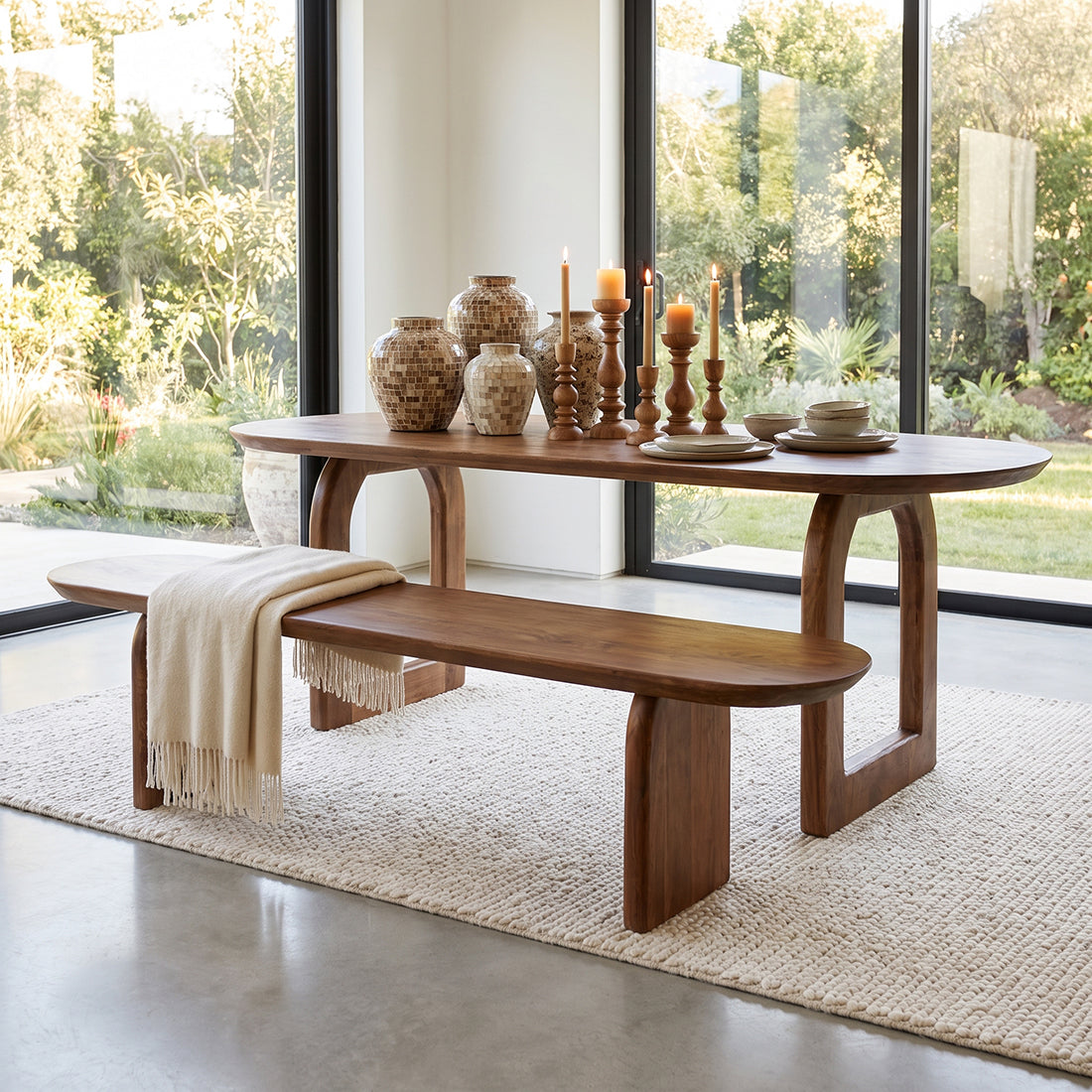 Dining Room Bench Bullnose Brown Mango Wood 180cm Raw Materials