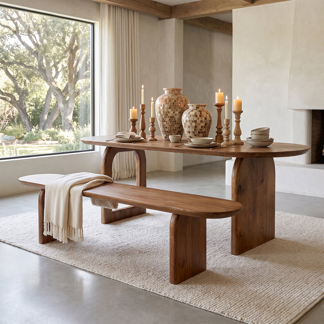 Dining Room Bench Bullnose Brown Mango Wood 180cm Raw Materials