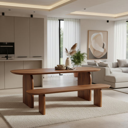 Dining Room Bench Bullnose Brown Mango Wood 240cm Raw Materials