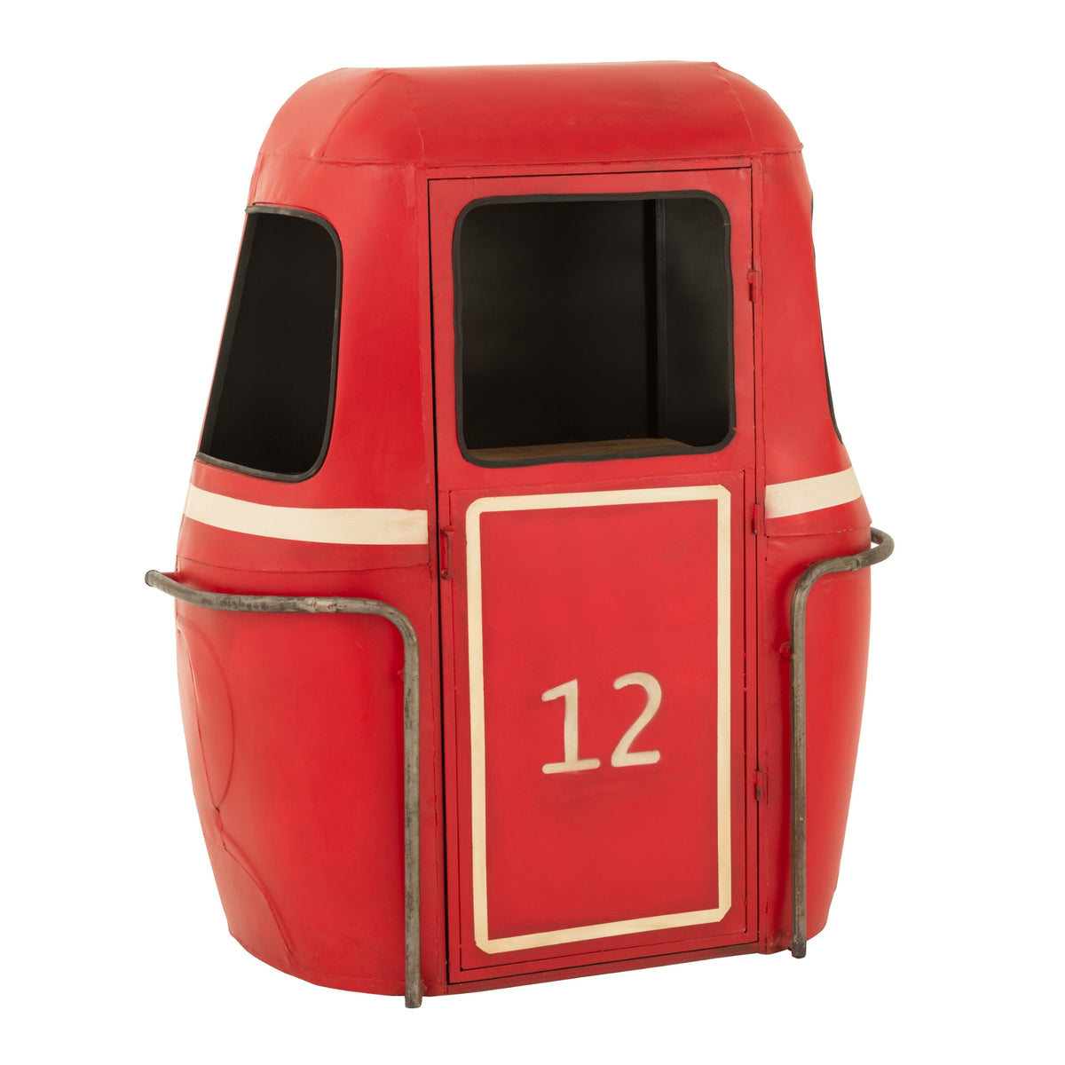 Cable Wagon Bar Stool Iron/Mango Wood Red J-Line
