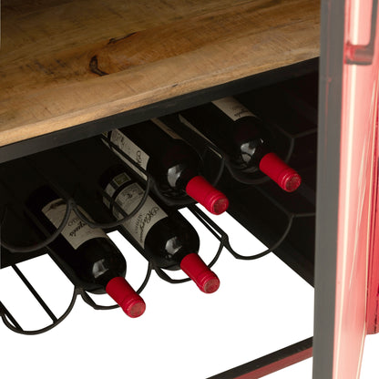 Cable Wagon Bar Stool Iron/Mango Wood Red J-Line