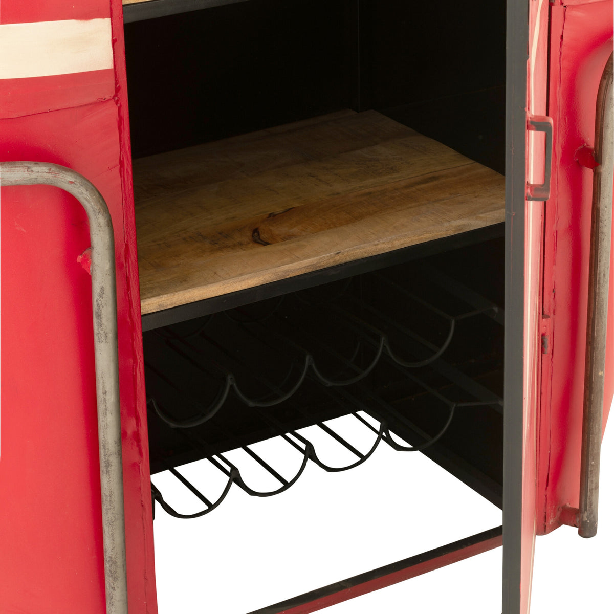 Cable Wagon Bar Stool Iron/Mango Wood Red J-Line