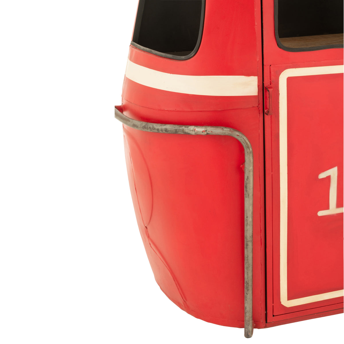 Cable Wagon Bar Stool Iron/Mango Wood Red J-Line