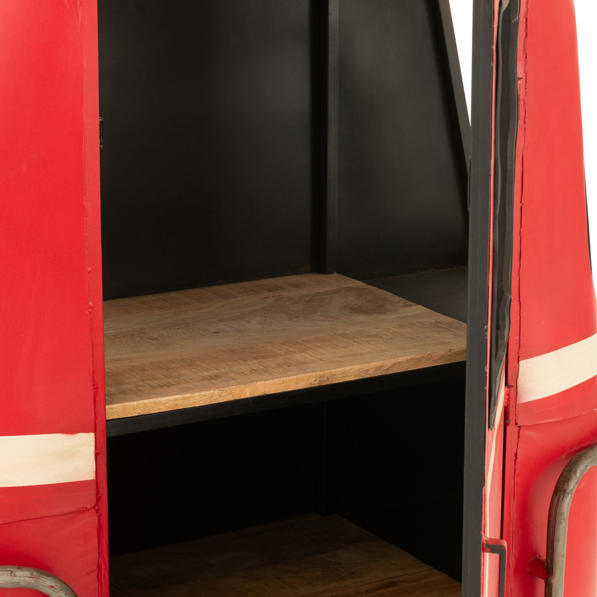 Cable Wagon Bar Stool Iron/Mango Wood Red J-Line
