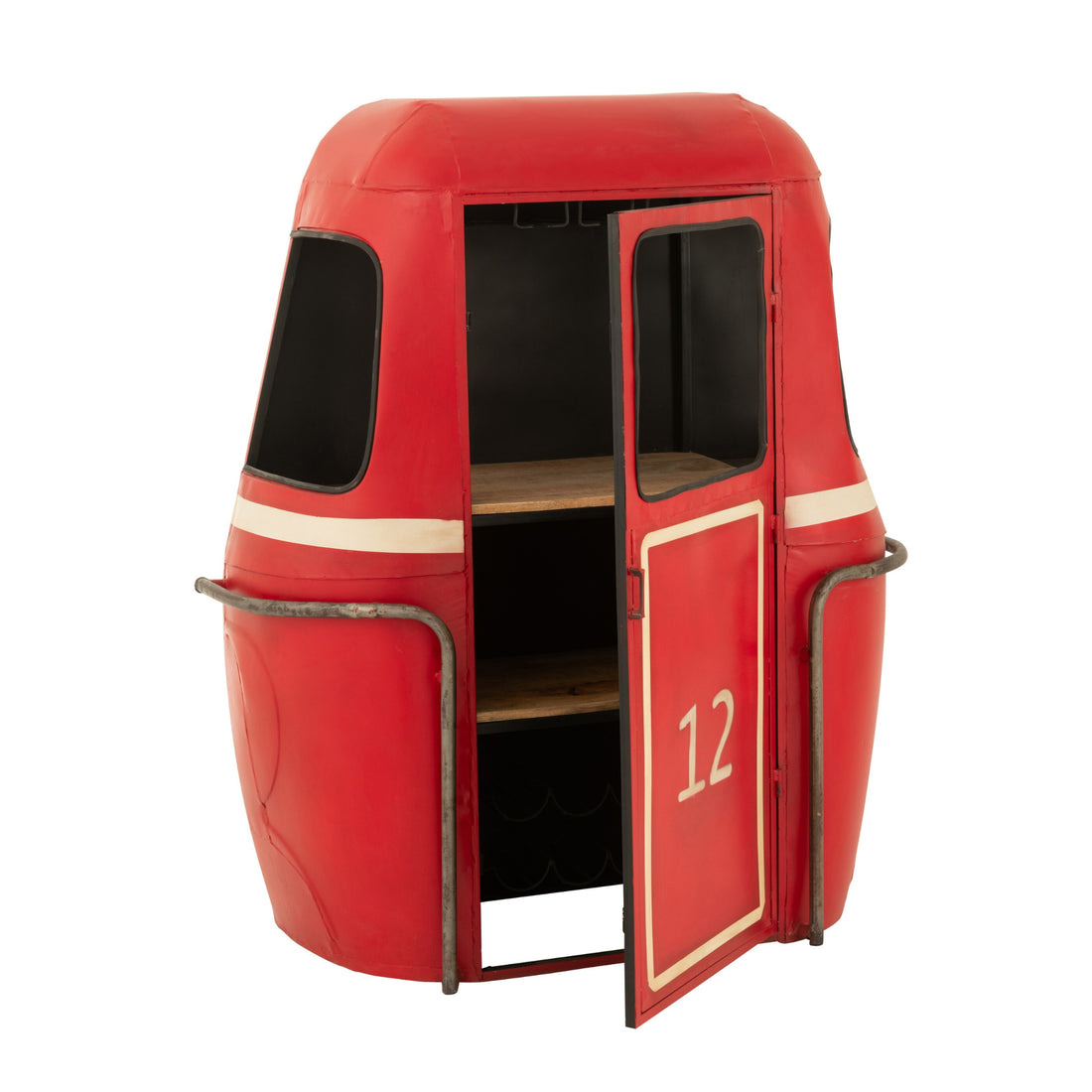 Cable Wagon Bar Stool Iron/Mango Wood Red J-Line