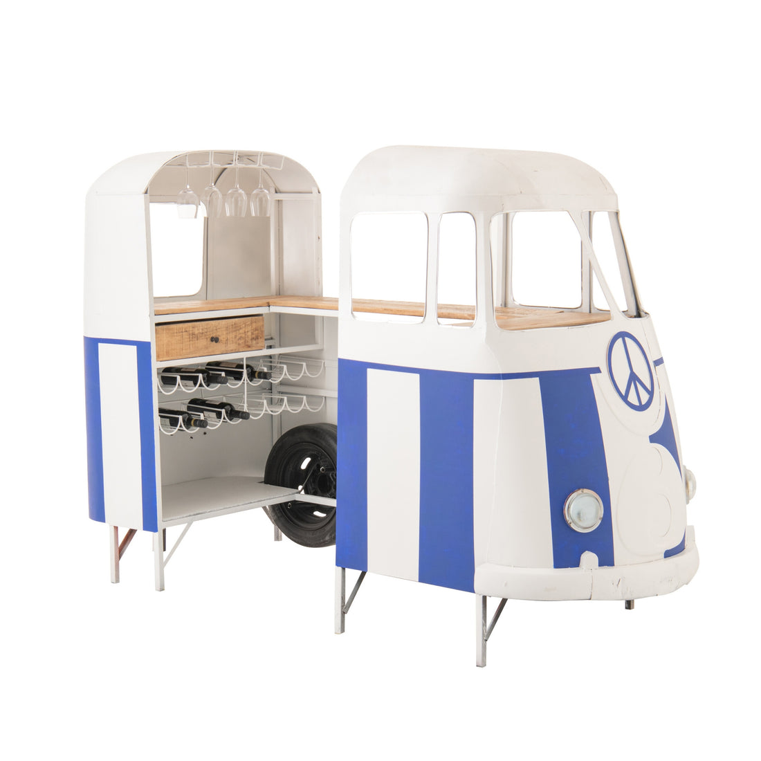 Bar Stool Retro Camper Blue/White J-Line