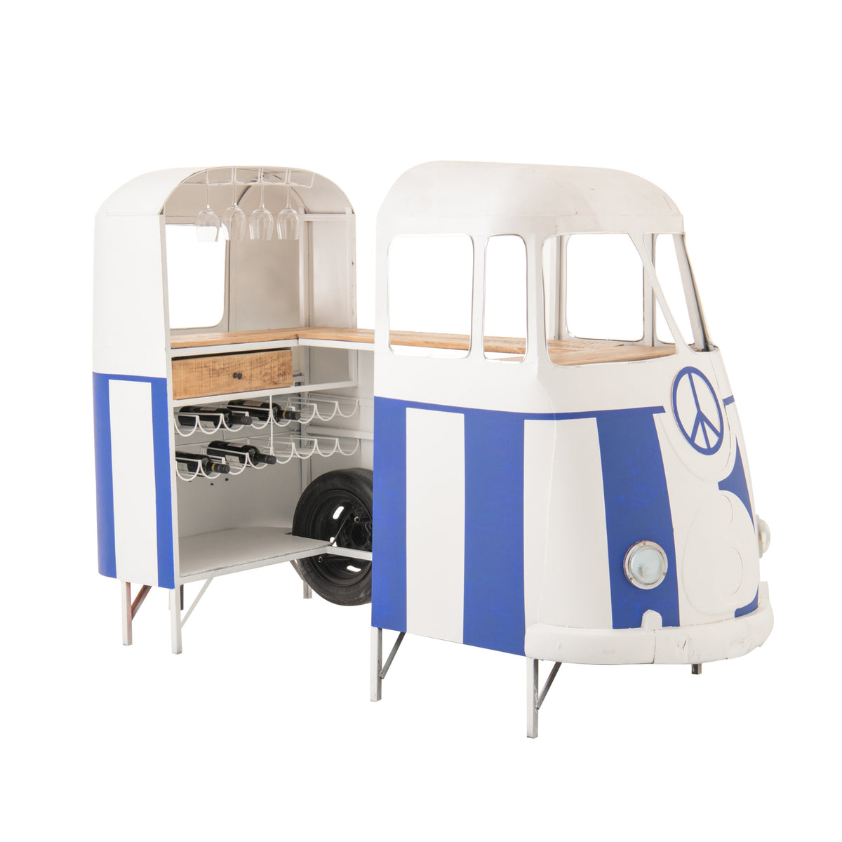 Bar Stool Retro Camper Blue/White J-Line