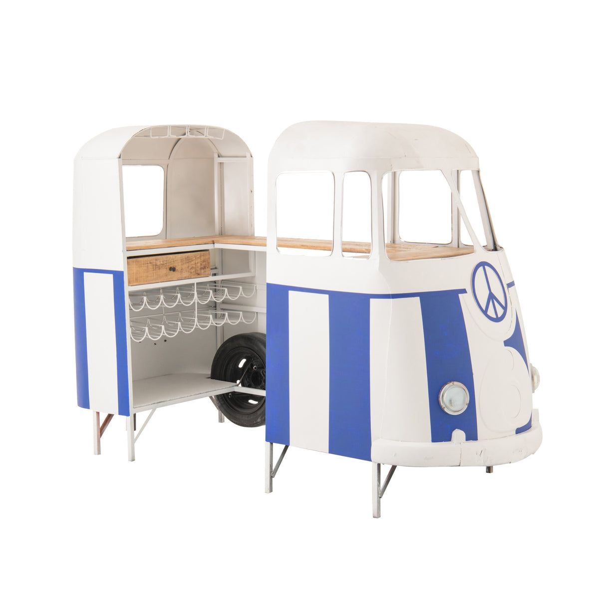 Bar Stool Retro Camper Blue/White J-Line