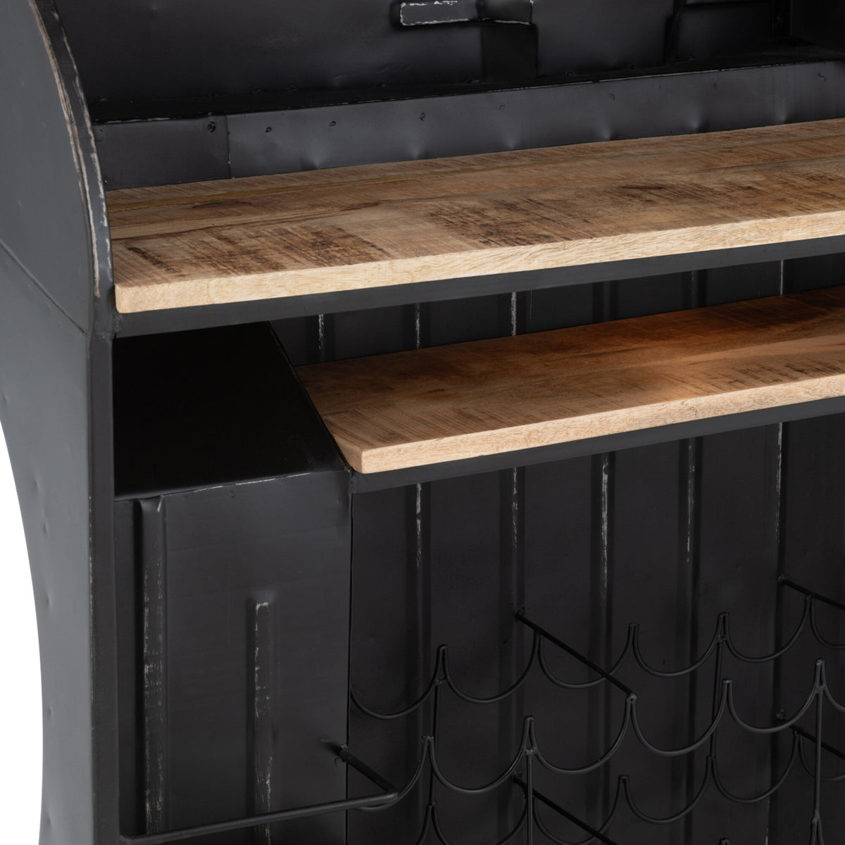 Bar Stool Truck Iron/Mango Wood Black J-Line