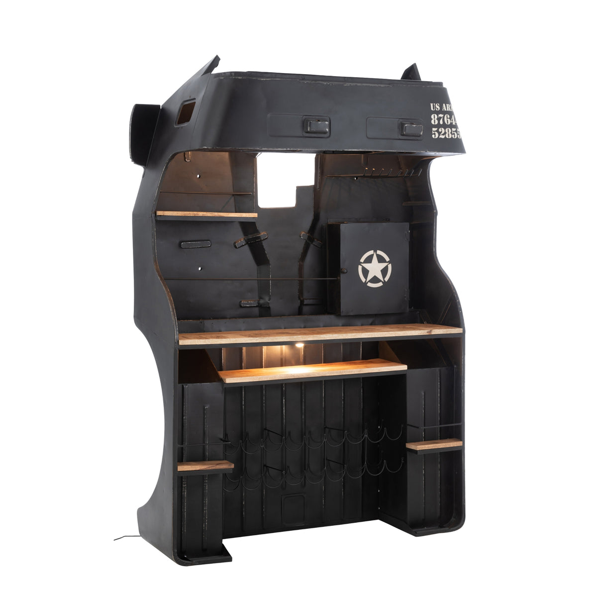 Bar Stool Truck Iron/Mango Wood Black J-Line