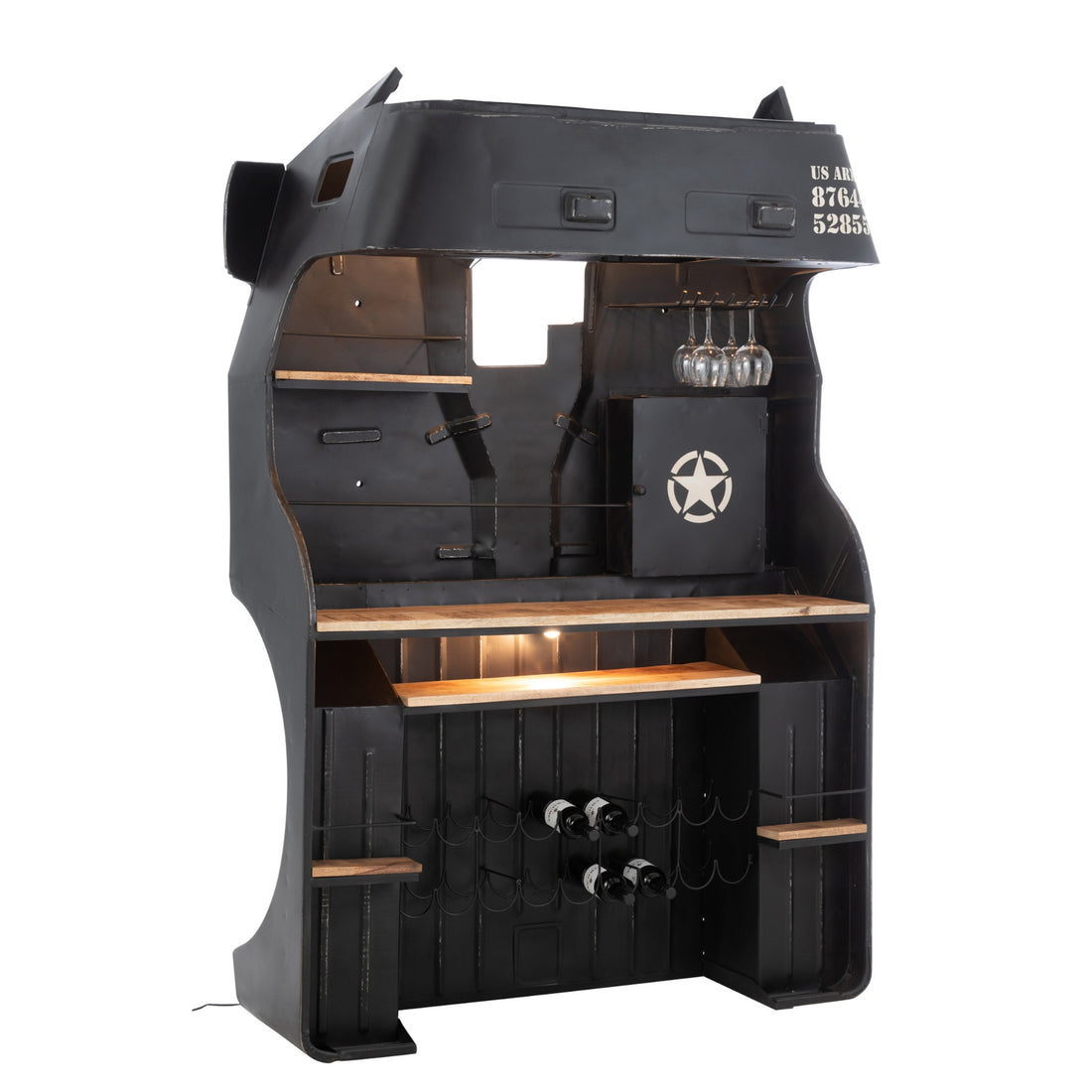 Bar Stool Truck Iron/Mango Wood Black J-Line