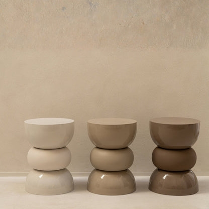 Side Table Glossy Matte Iron Beige J-Line