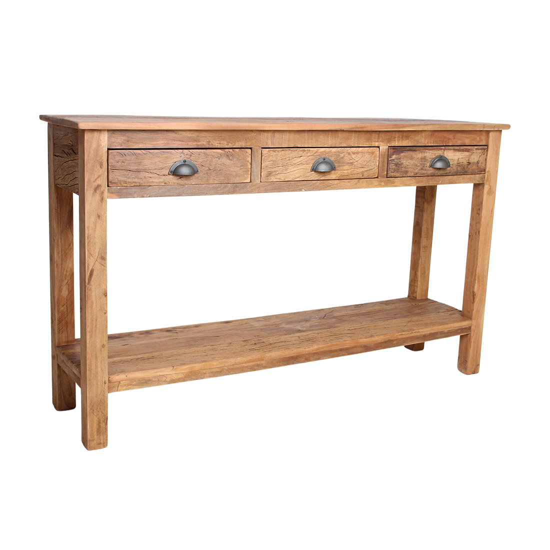 Farmwood Side Table With 3 Drawers Raw Materials